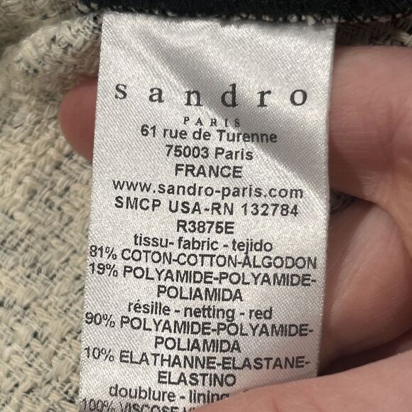 Sandro Paris Dress Womens 1 US Small Black Brown Animal Print Sheer Sleeves Top - Picture 4 of 8